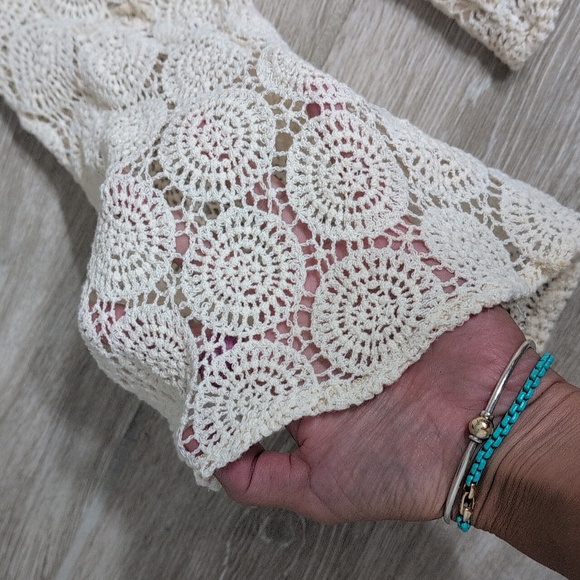 Solitaire Embroided Cream Bell Sleeve Blouse | Embroidered Long Sleeve Top - Picture 10 of 12